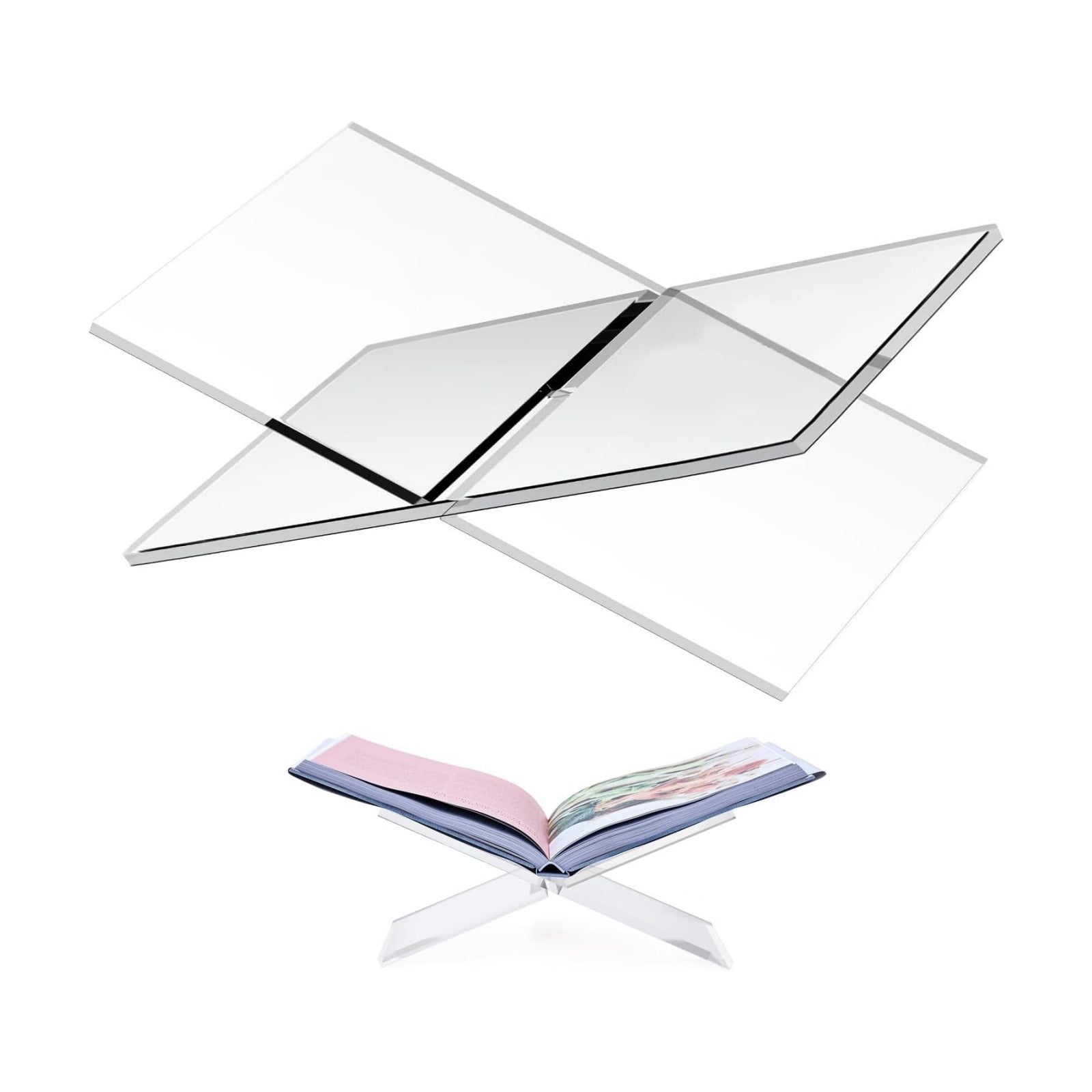 Acrylic Book Stand Holder - Coffee Table Book Stand,Open Cookbook Acrylic Book Display Stand,Magazines Clear