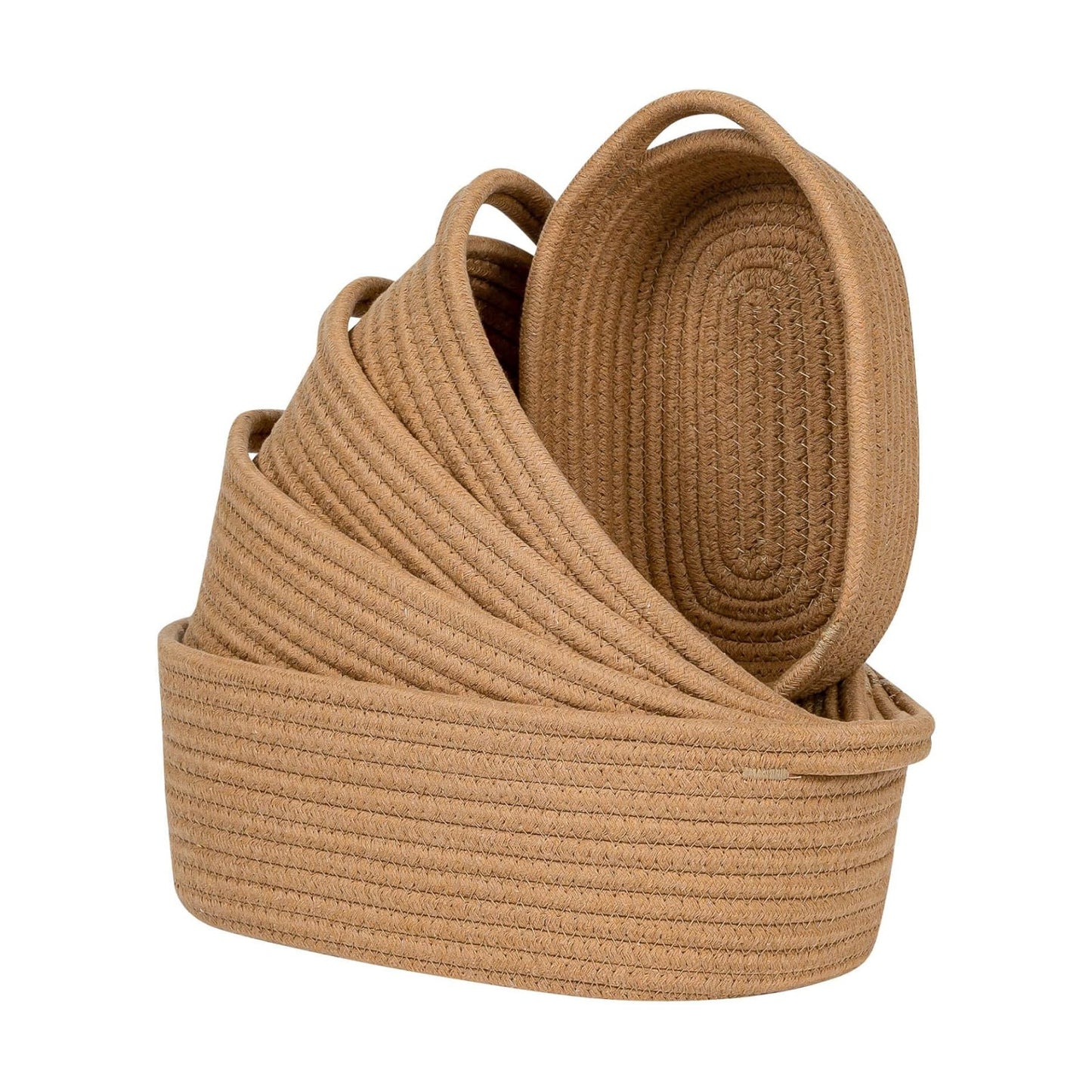 Small Cotton Rope Storage Basket Set 5 / Tan Brown