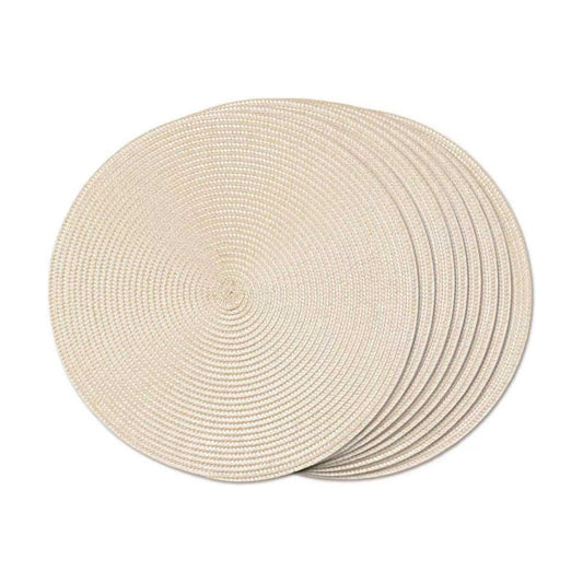 FunWheat Round Braided Placemats Set of 8 Place Mats for Dining Table Woven Washable Non-Slip Table Mats 15