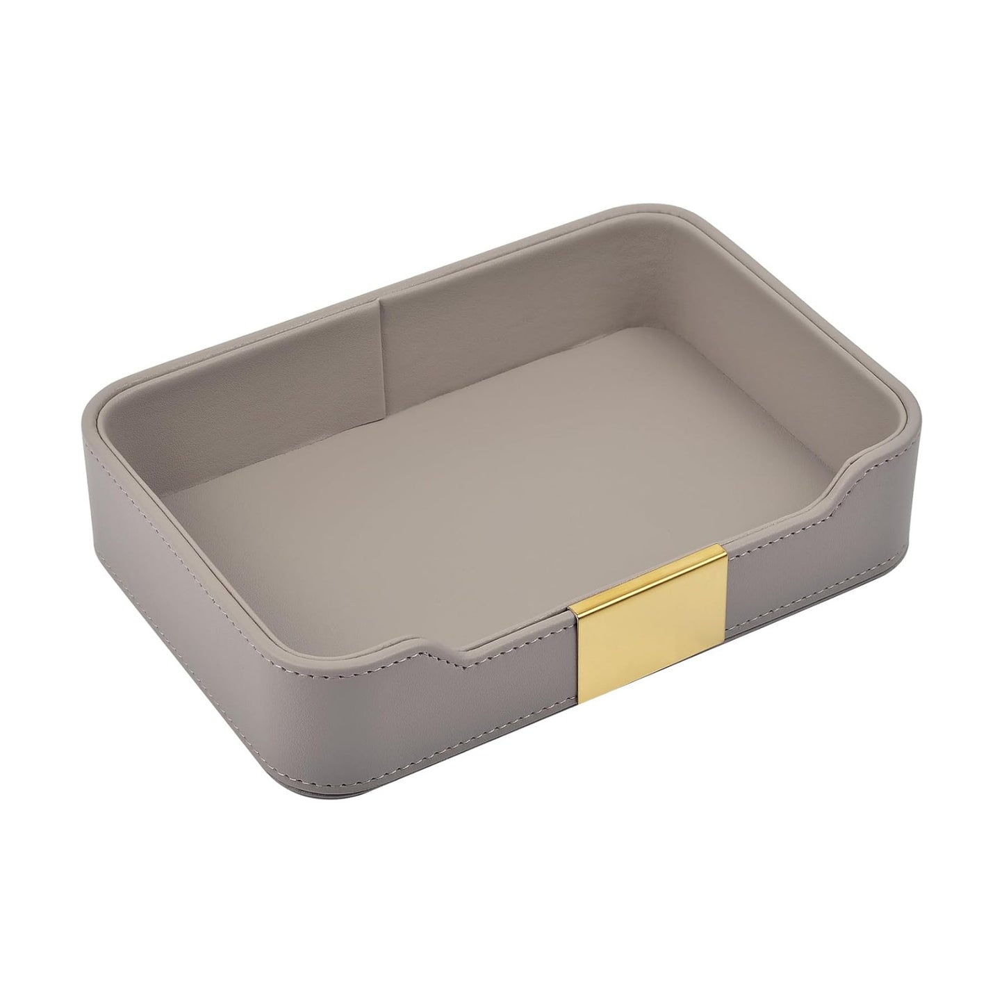 Leather Valet Tray Desktop Storage Organizer / 8.5 x 5.8 x 1.9 / Gray