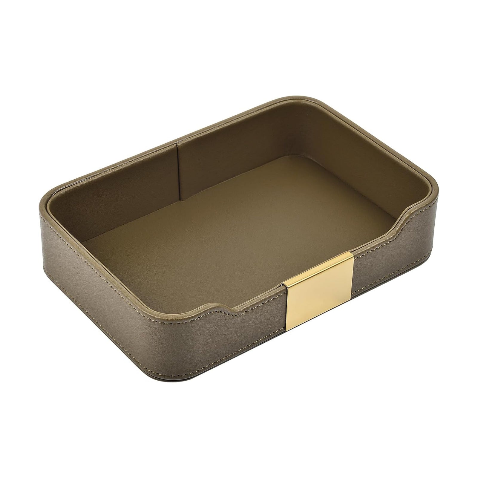 Leather Valet Tray Desktop Storage Organizer / 8.5 x 5.8 x 1.9 / Olive Green