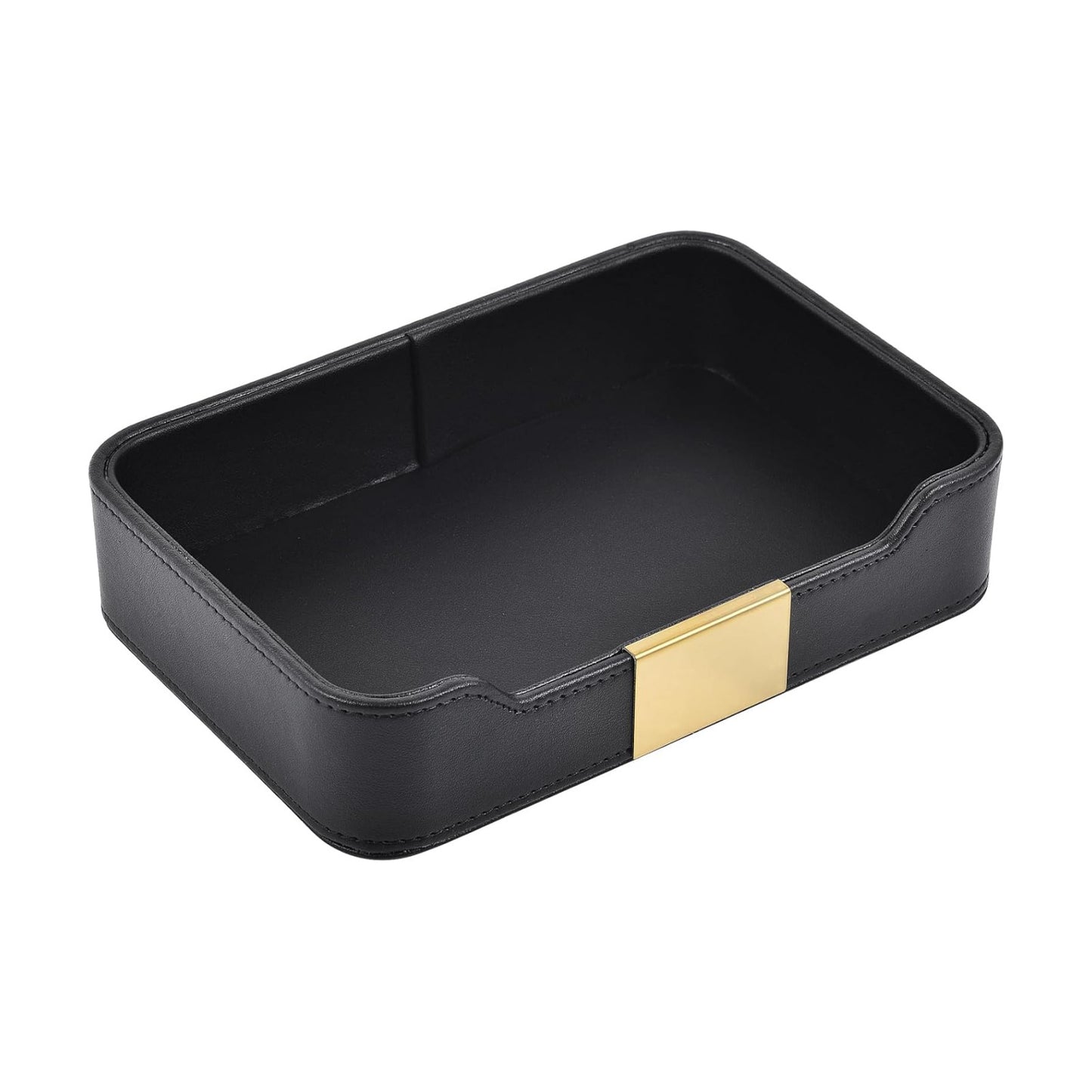 Leather Valet Tray Desktop Storage Organizer / 8.5 x 5.8 x 1.9 / Black