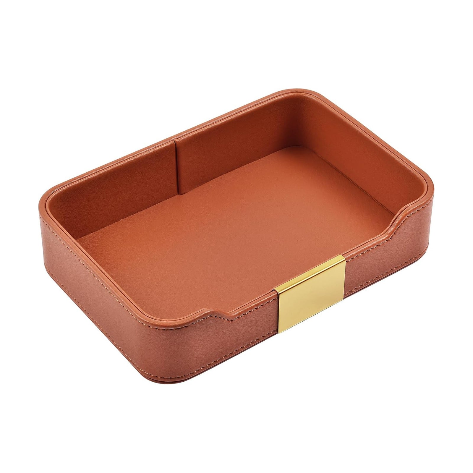 Leather Valet Tray Desktop Storage Organizer / 8.5 x 5.8 x 1.9 / Orange
