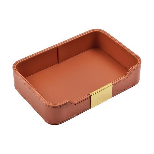 Leather Valet Tray Desktop Storage Organizer / 8.5 x 5.8 x 1.9 / Orange