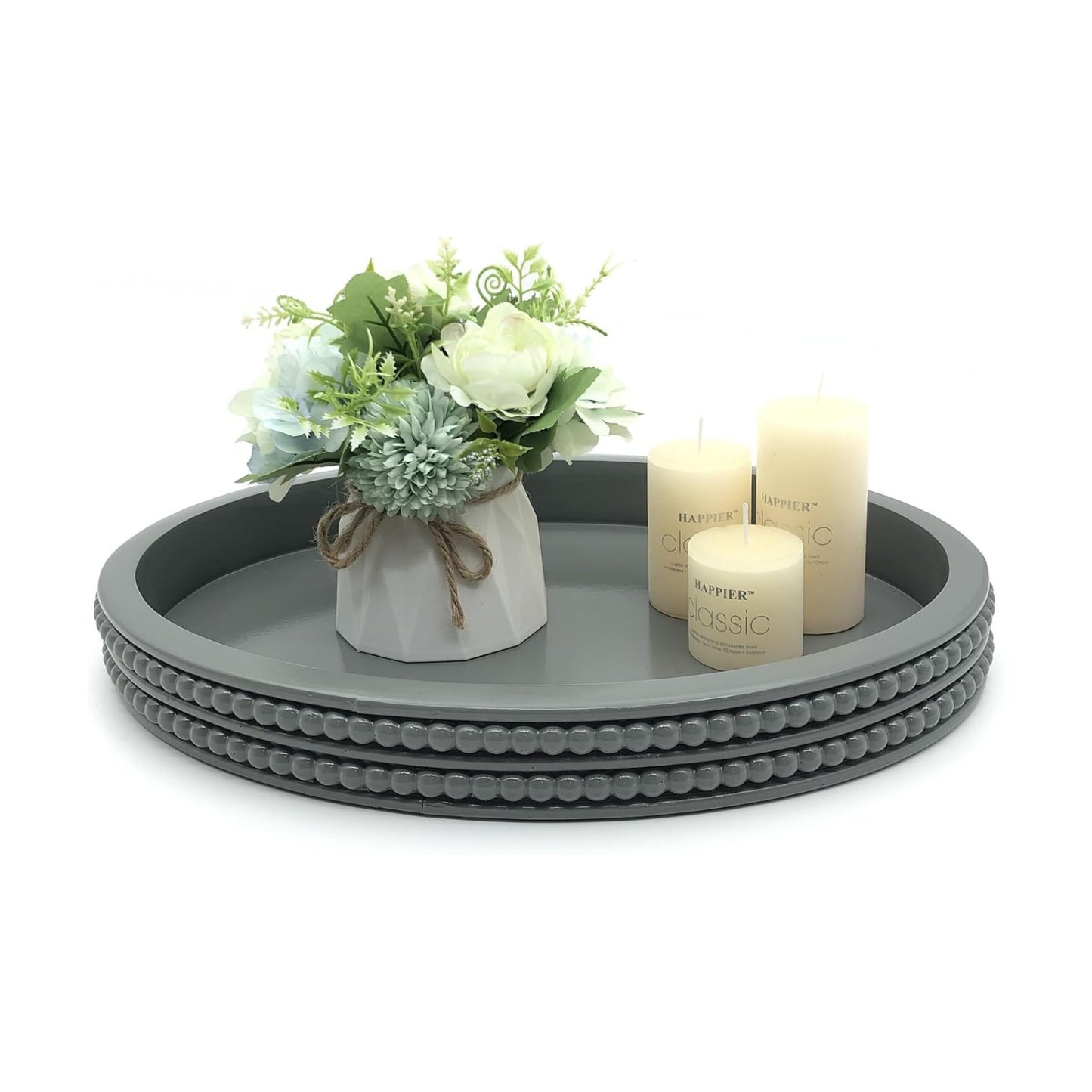 Oval Wooden Tray / Gray