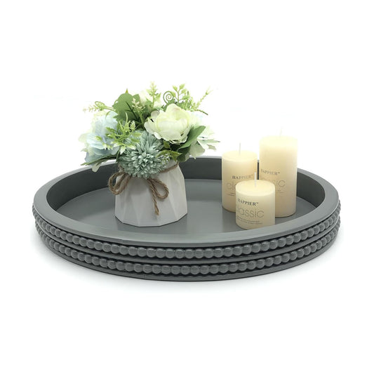 Oval Wooden Tray / Gray