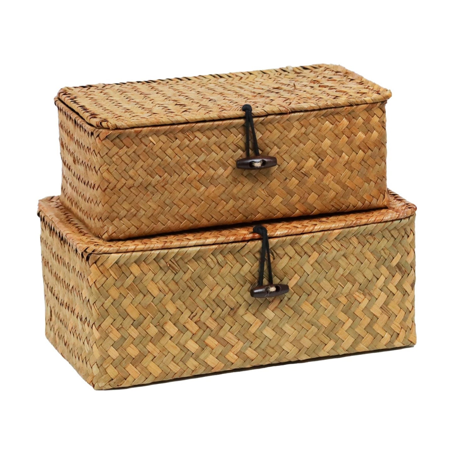 Wicker Basket / Seagrass Woven Basket for Storage / Natural / 10.23 x 6.3 x 4.13 / Set of 2
