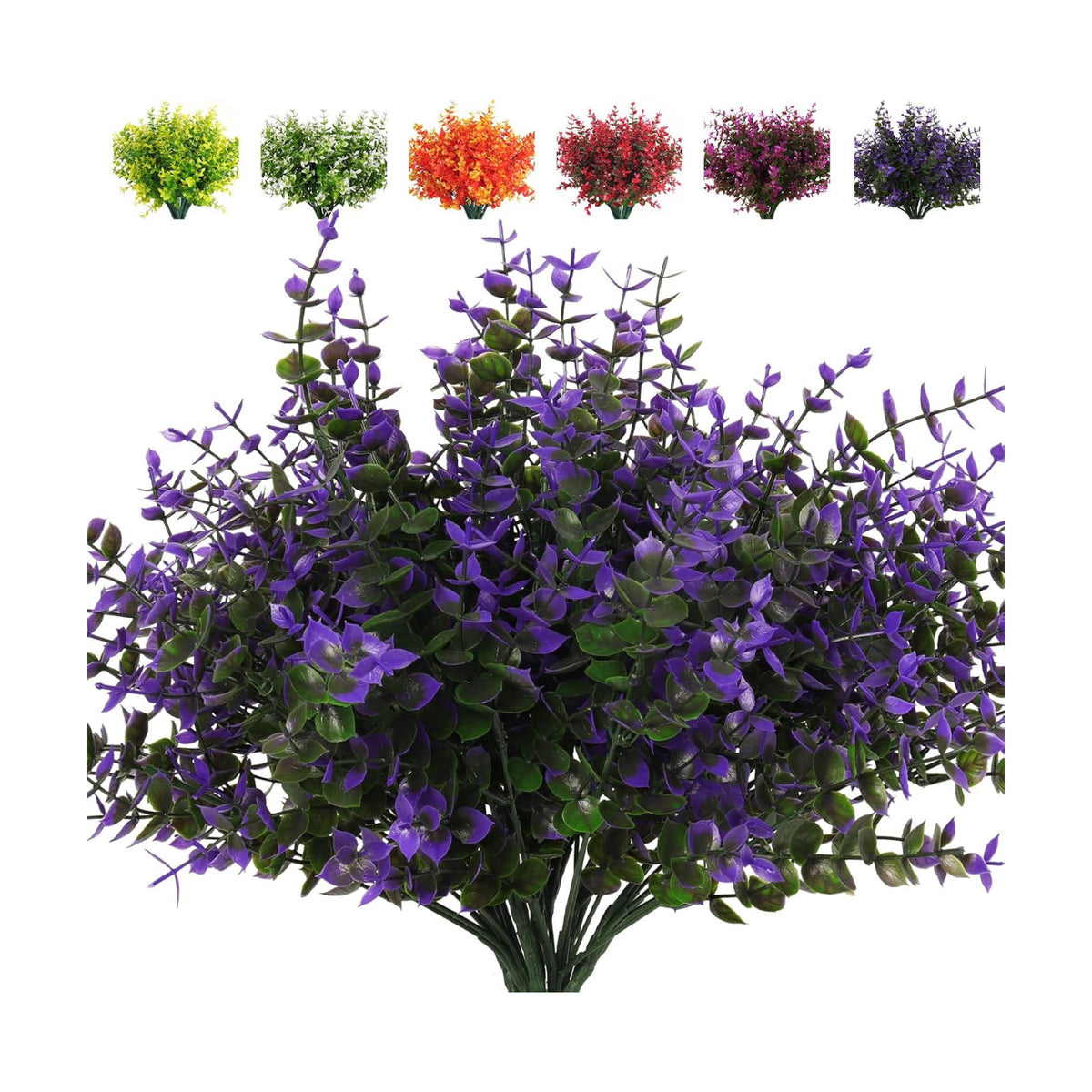 RECUTMS Artificial Fake Outdoor Plants Flowers for Spring Decoration 8Pcs