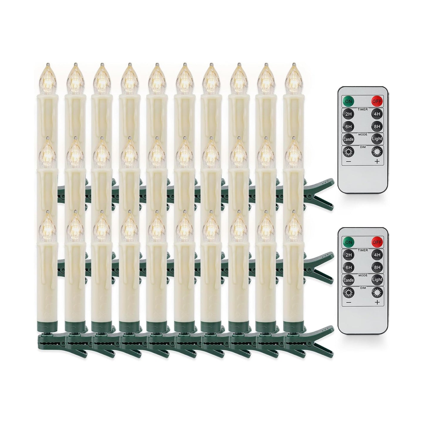 Rhytsing Set of 30 Clip On Candles for Christmas Tree with 2 Remotes, Battery Operated LED Candle Lights with Timer