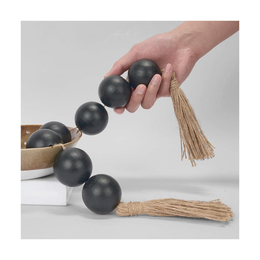 Extra Large Wood Bead Garland / 2 Black / 25.5 Inches