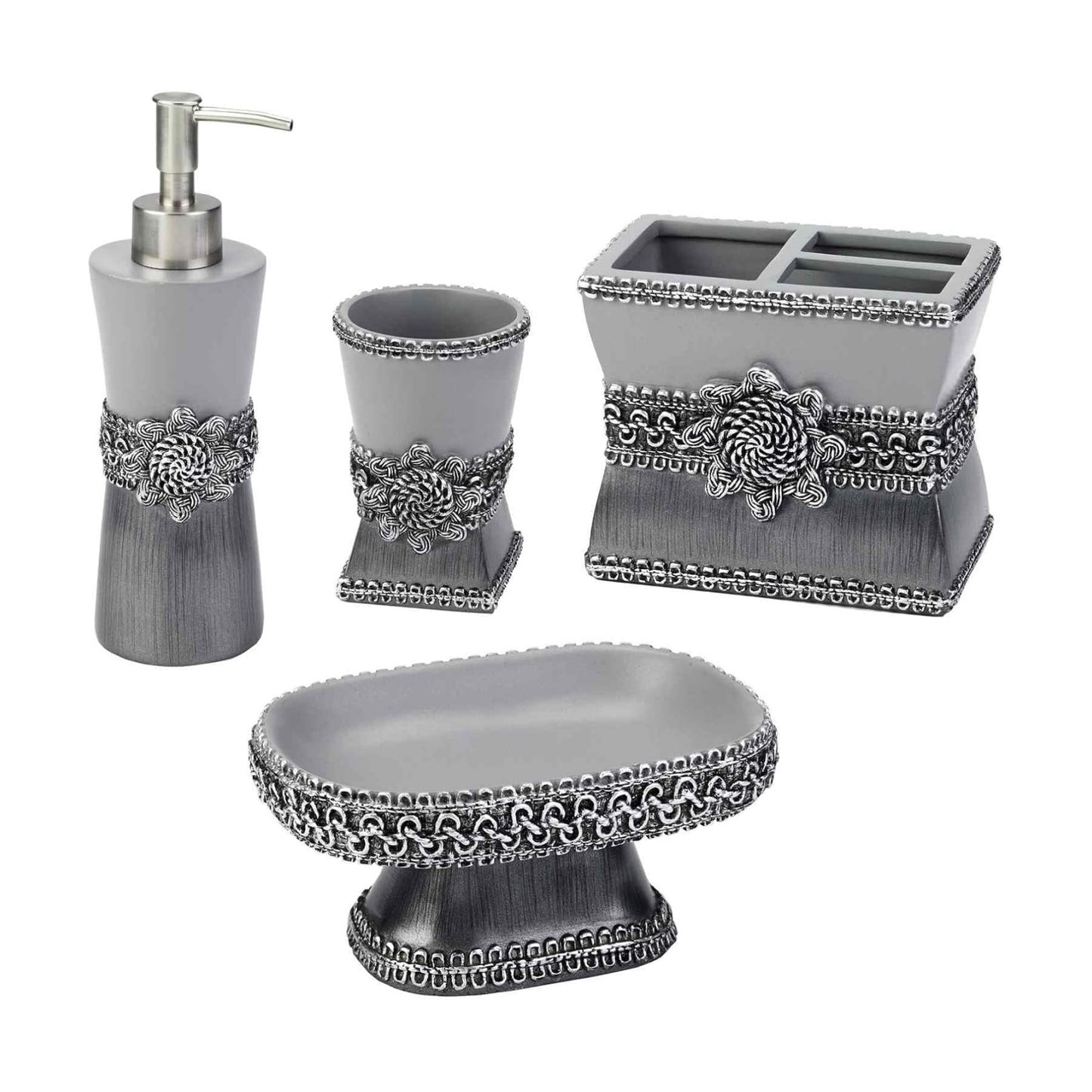 Toothbrush Holder / Soap Dish & Lotion Pump / Granite / 4pc Accessory Set