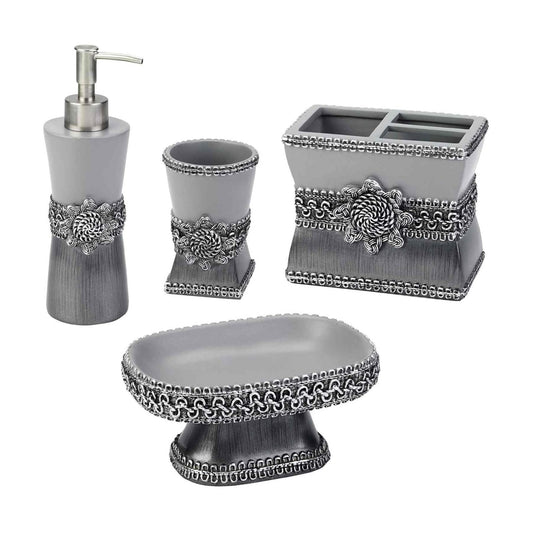 Toothbrush Holder / Soap Dish & Lotion Pump / Granite / 4pc Accessory Set