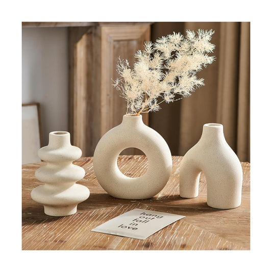 Ceramic Vase / Modern Boho Vases / White / Set of 3