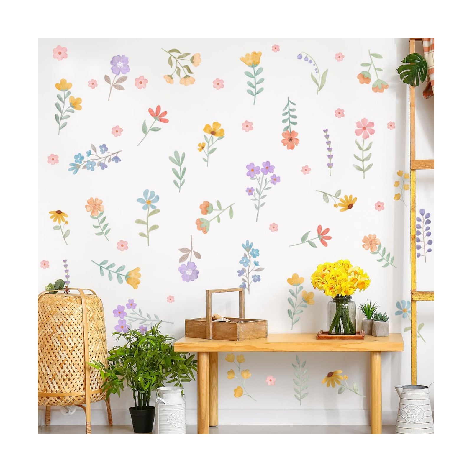 Boho Watercolor Flower Wall Decals / Wildflower Wall Stickers