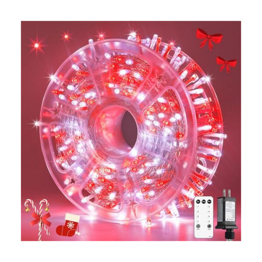 JMEXSUSS 400 LED Red and White Christmas Lights Outdoor with Remote