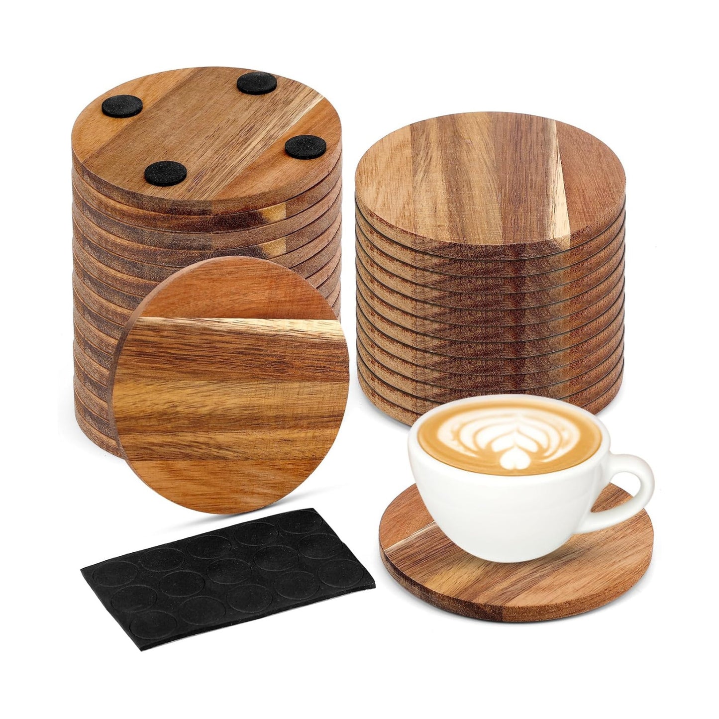 Wood Coasters Wooden Coaster for Drinks Coffee Table / Round / Set of 24