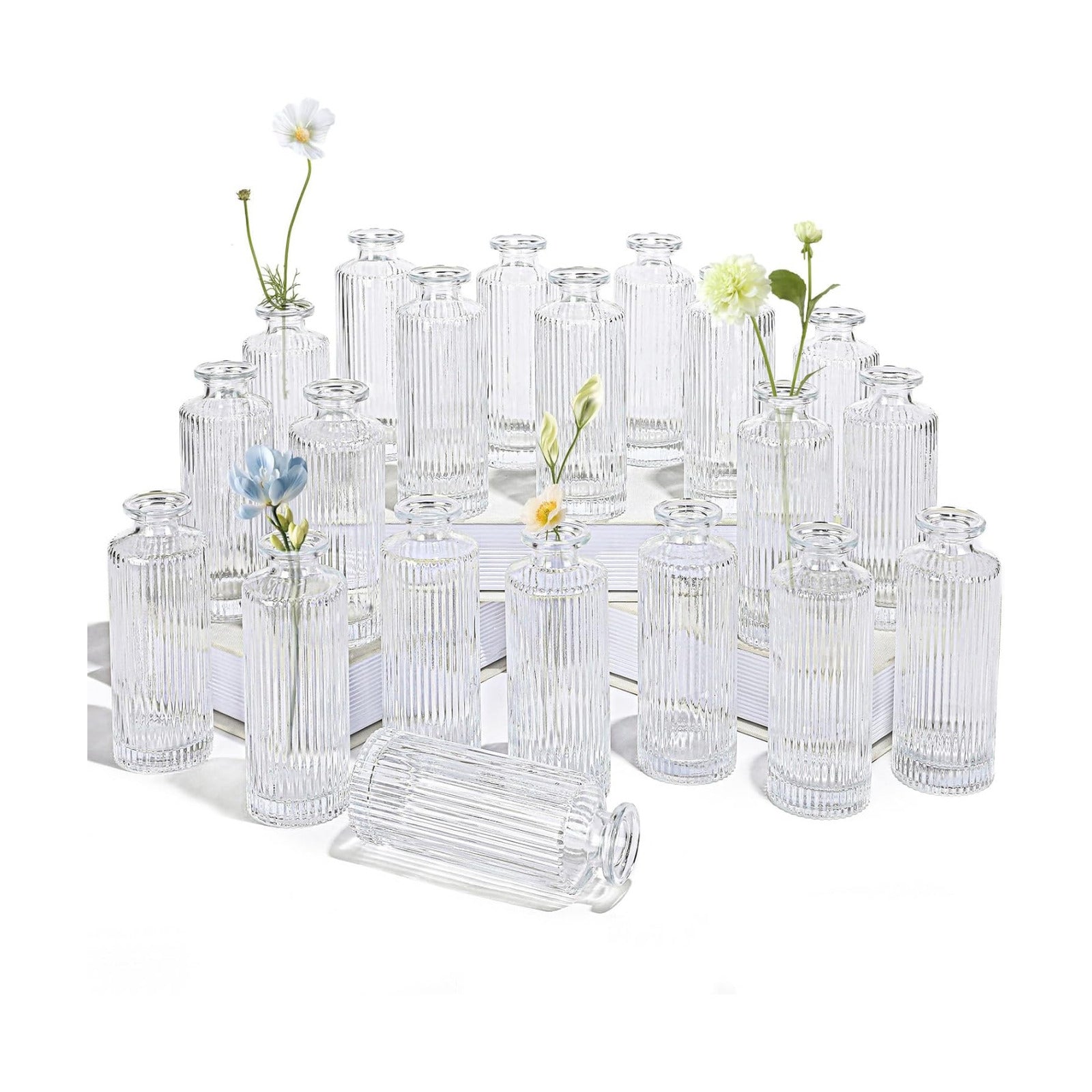 Glass Bud Vases / Clear / Set of 20