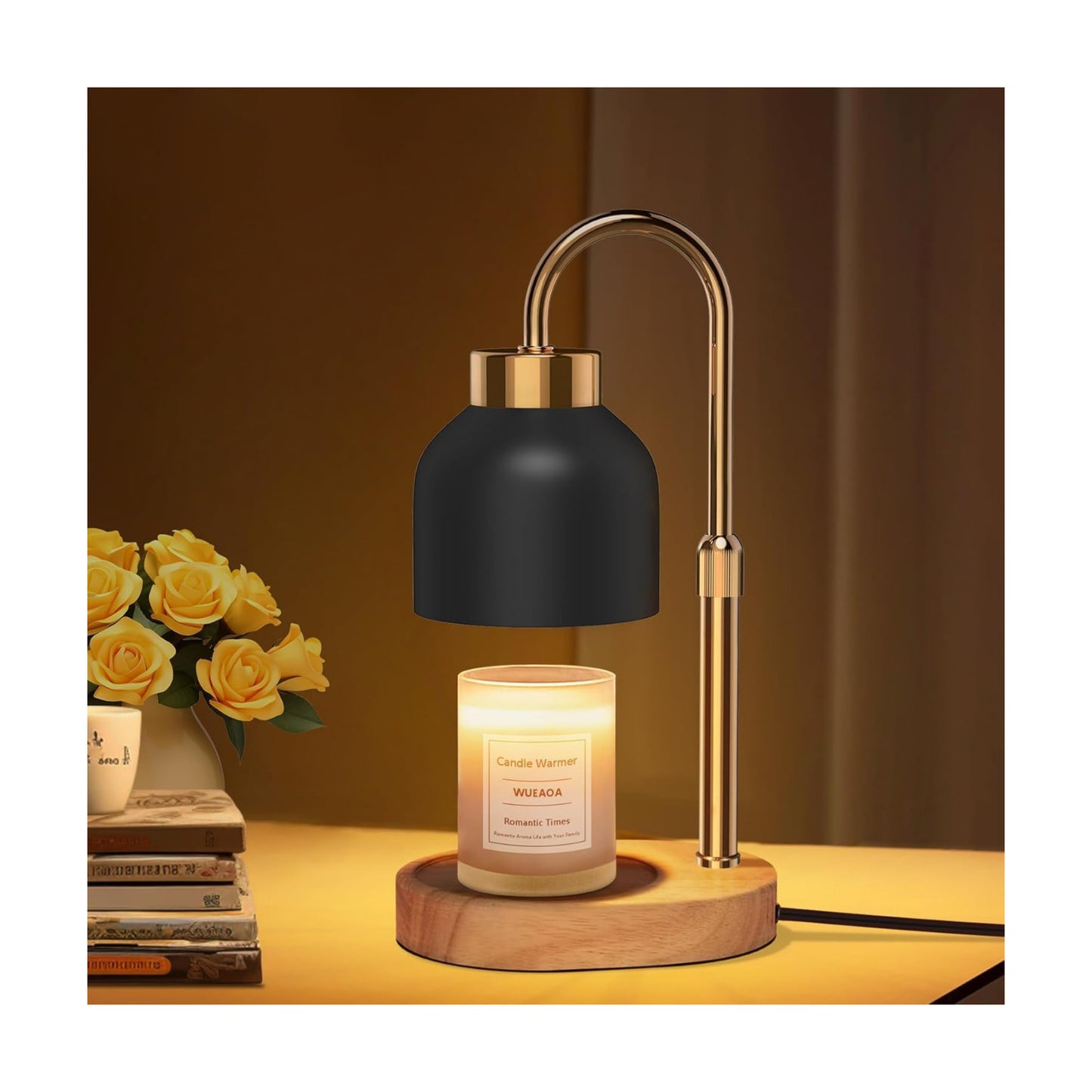 Candle Warmer Lamp with Timer Dimmer, Height & Brightness Adjustable | Black Electric Wax Warmer for Women Mom