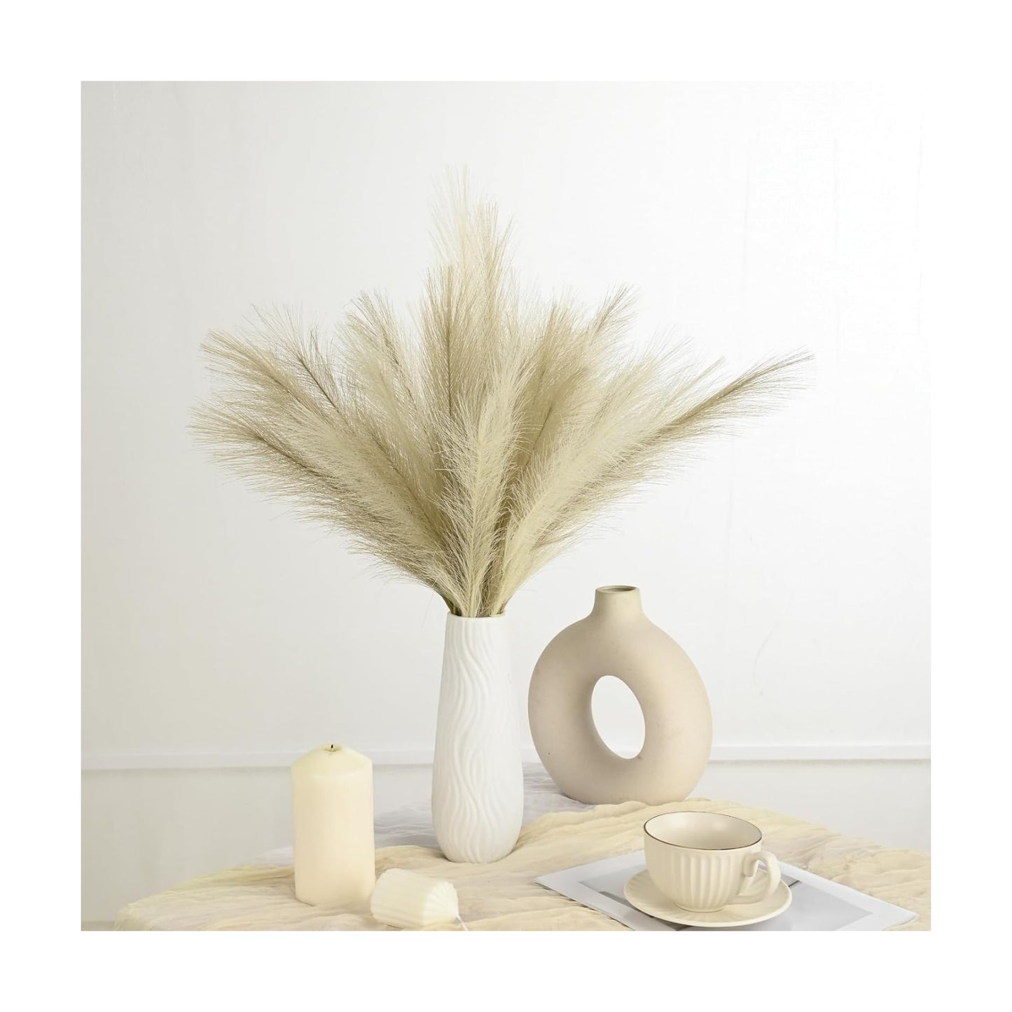 Small Artificial Pampas Grass Decor for Vase / Beige&brown Gradient / 22 / 21.7 Inch / Set of 36