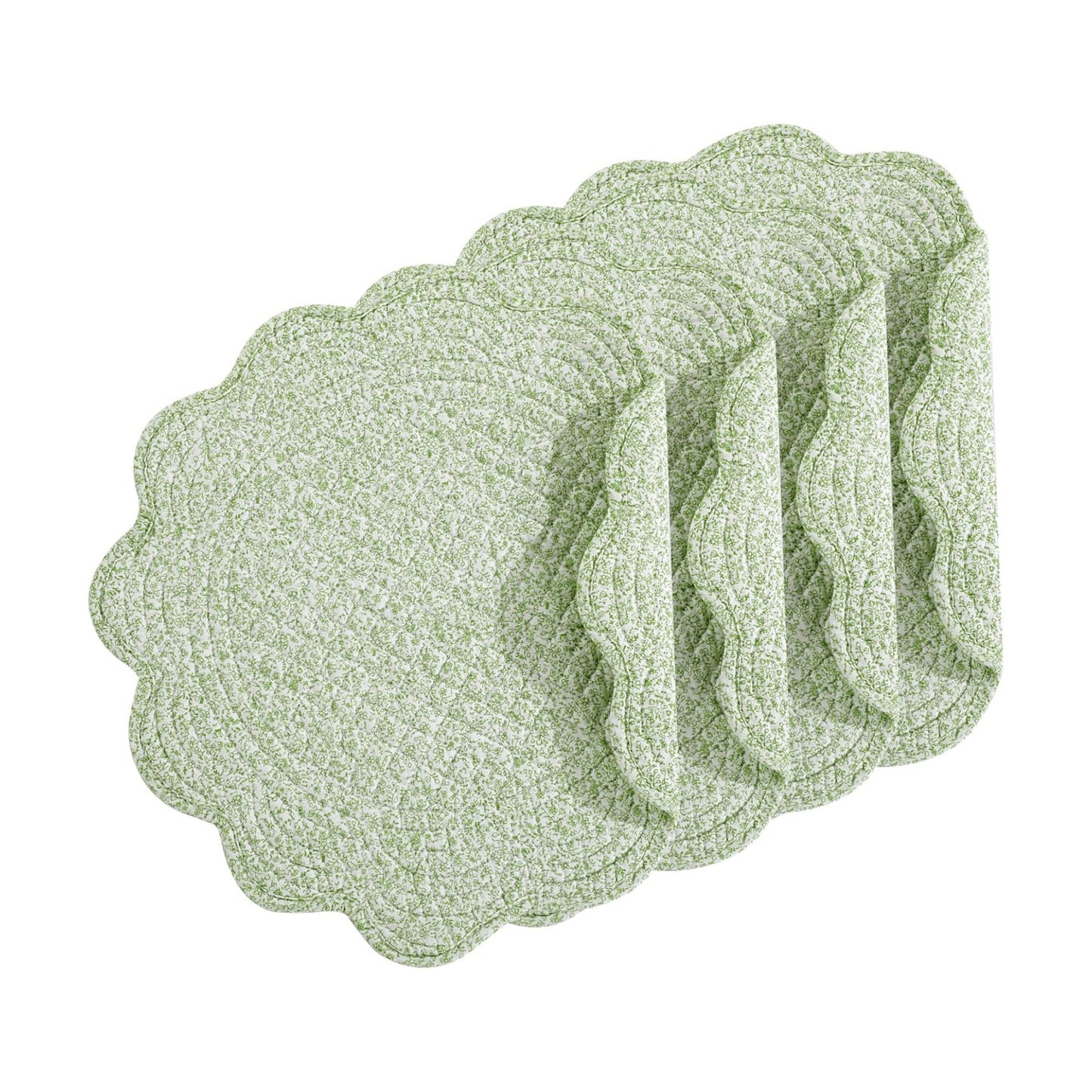 HOMBYS Quilted Placemats Set of 4 Washable Round Placemats for Kitchen Table-100% Cotton Fabric Round Table Mats