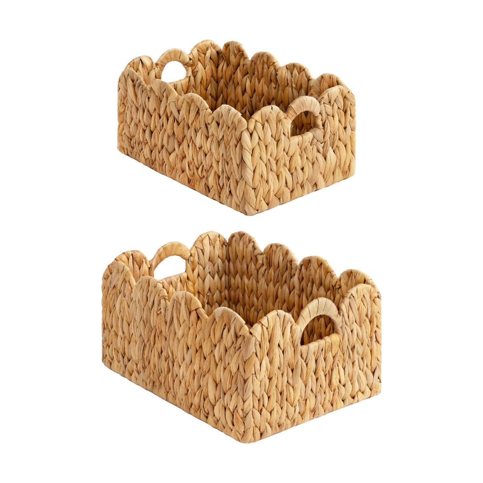Hand-woven Rattan Baskets / Natural / 15" L x 11" W x 7" H