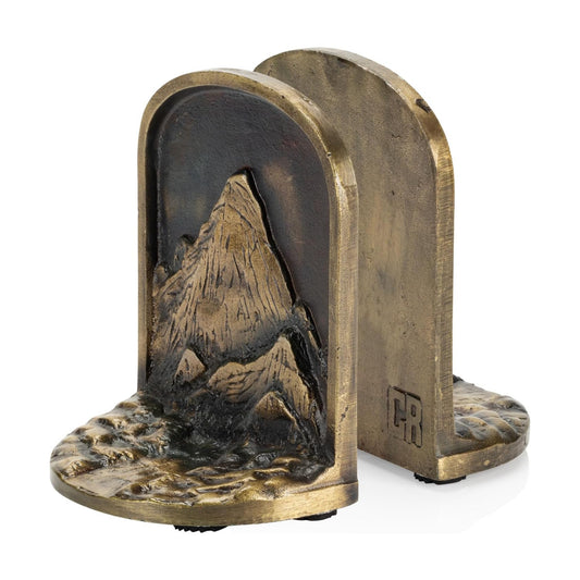 Cast Iron Mountain Bookends Set