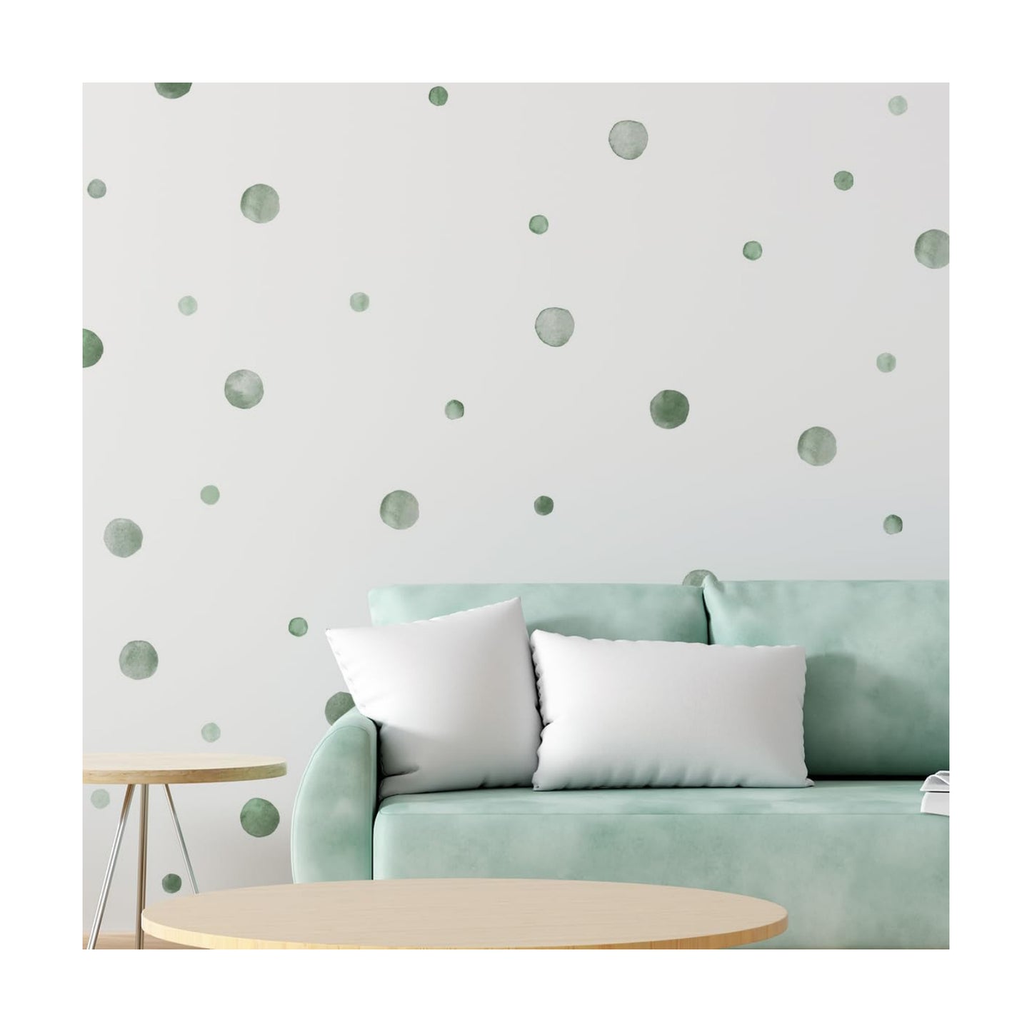Boho Rainbow Dots Wall Stickers / Green Watercolour Polka Dot Wall Stickers / Set of 330