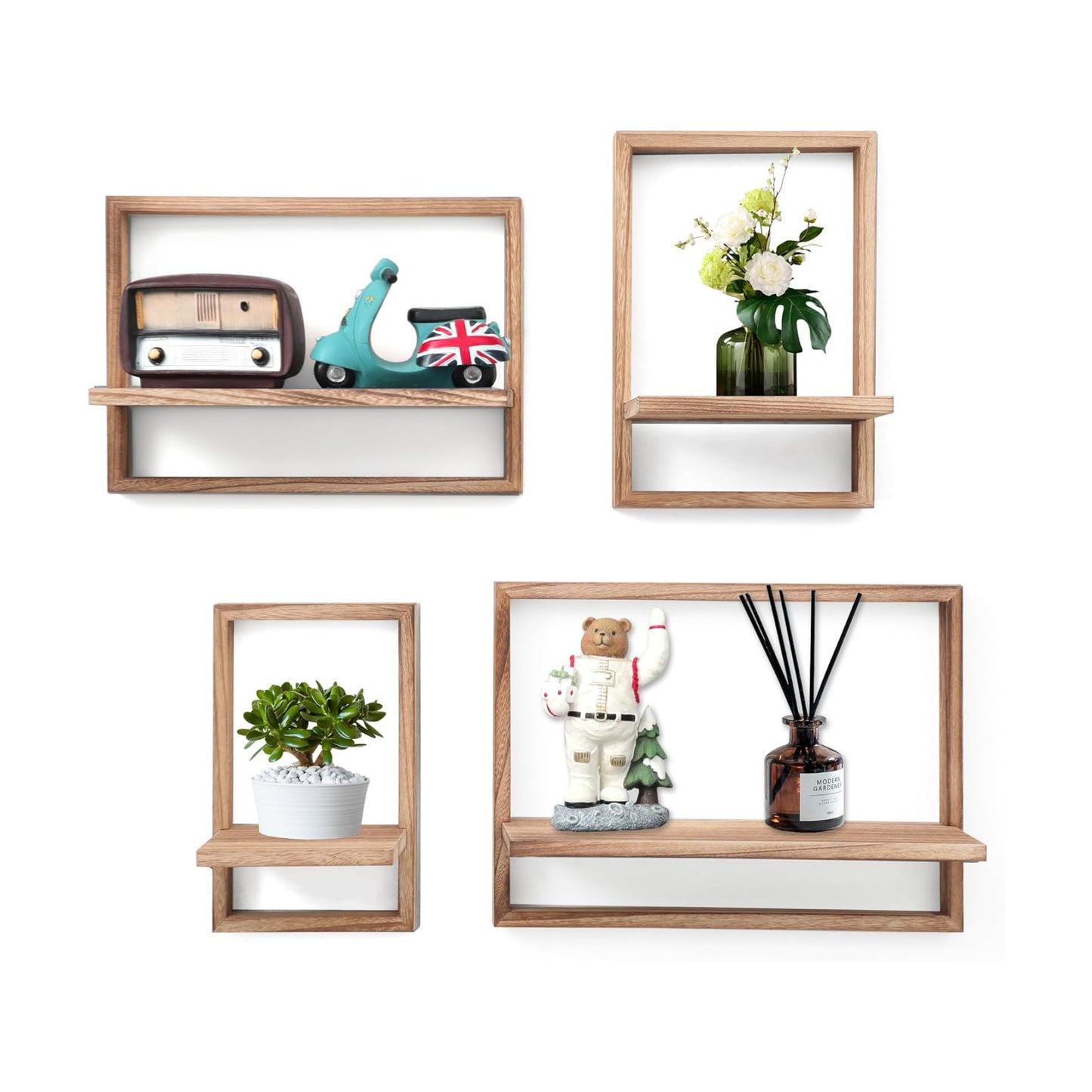 Square Floating Shelves / Carbonized Black / Set of 4