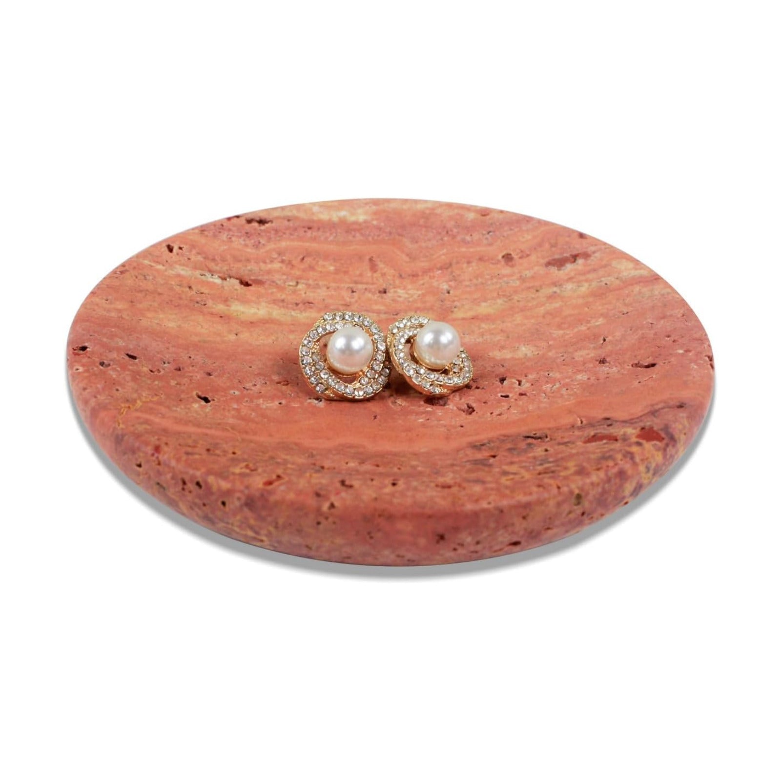 Sponge Holder / Stone Jewelry Holder / 4" R / Red Travertine