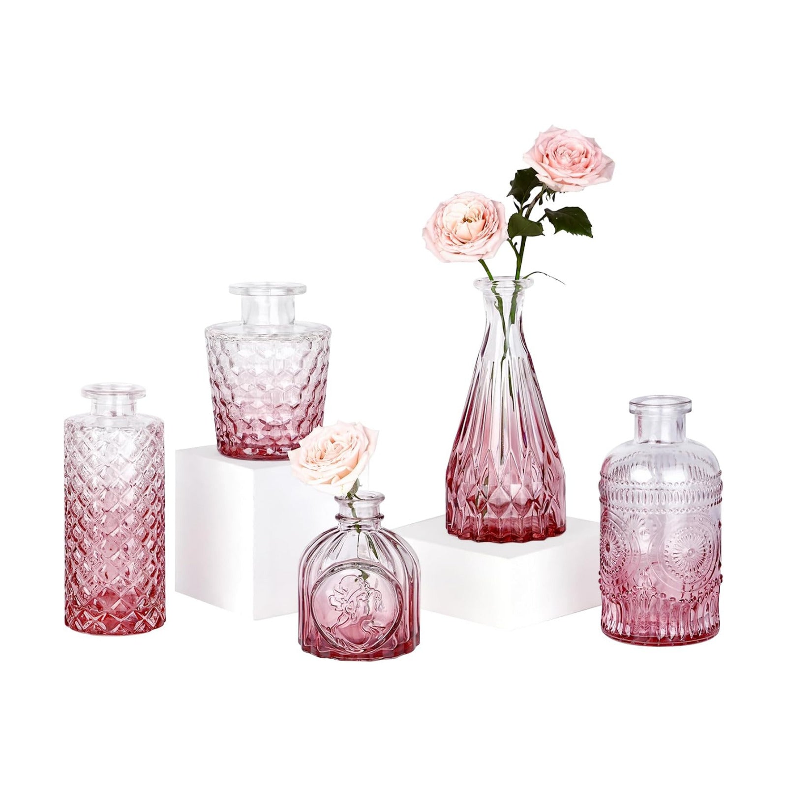Mini Vintage Vase / Pink / Set of 5