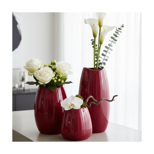 Ceramic Vase Flower Vase / Red / Set of 3