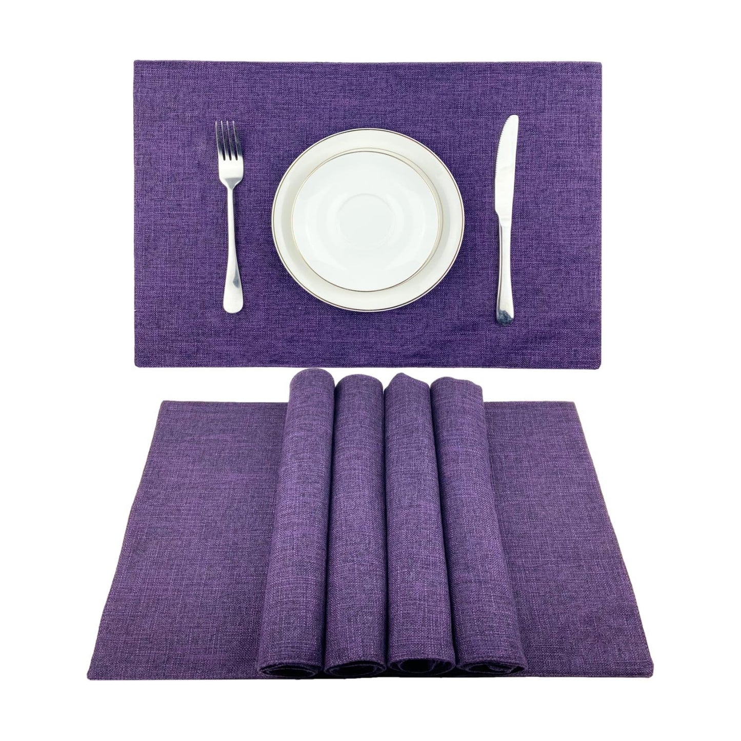 Weabetfu Cloth Placemats Set of 8 Heat Resistant Dining Table Place mats | Cotton Linen Machine Washable Kitchen Table