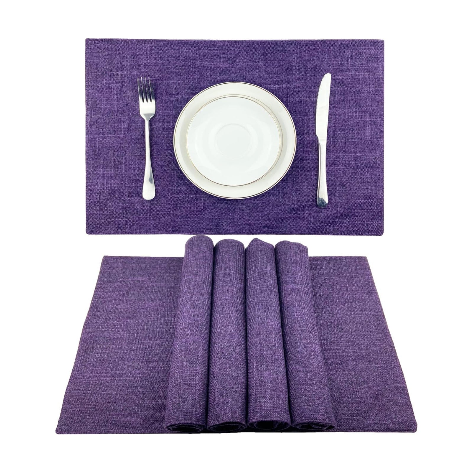Weabetfu Cloth Placemats Set of 8 Heat Resistant Dining Table Place mats | Cotton Linen Machine Washable Kitchen Table