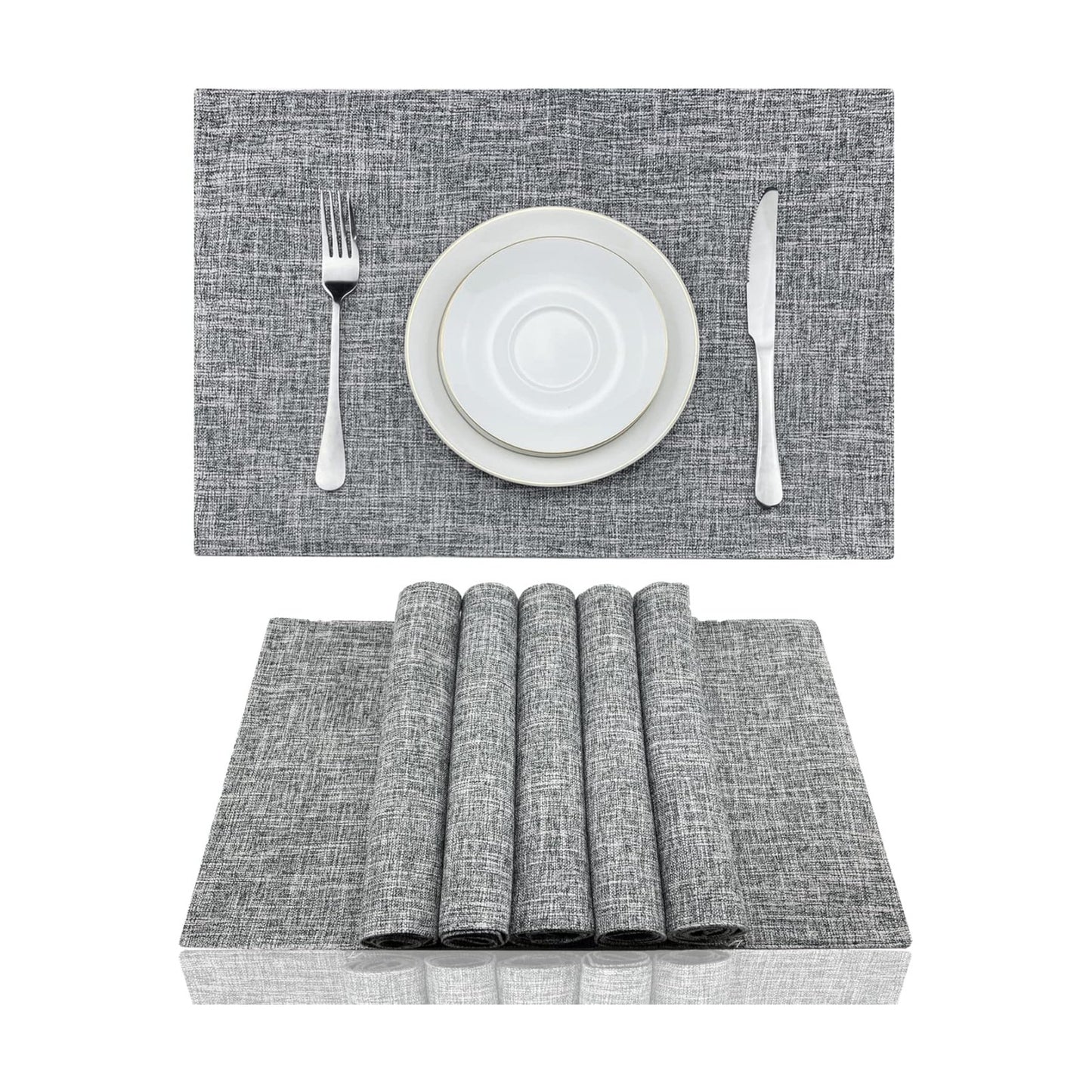 Weabetfu Cloth Placemats Set of 8 Heat Resistant Dining Table Place mats | Cotton Linen Machine Washable Kitchen Table
