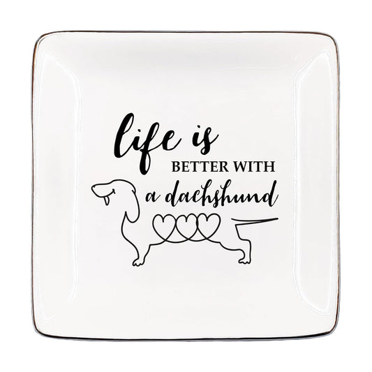 Ceramic Jewelry Tray for Rings & Earring / Dachshund