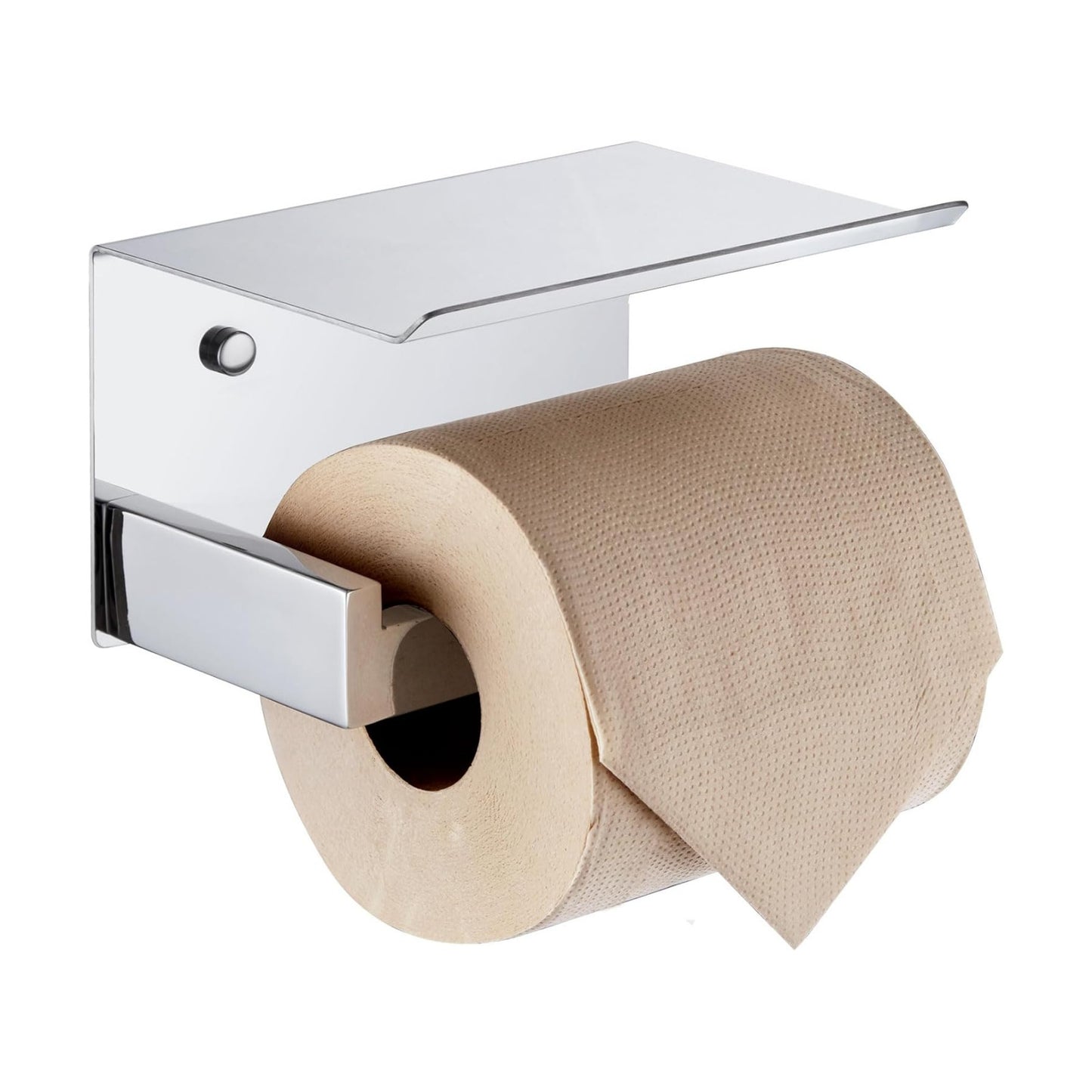 KOKOSIRI Toilet Paper Holder with Shelf Chrome Bathroom Toilet Roll Holder for Restroom T-304 Stainless Steel Wall