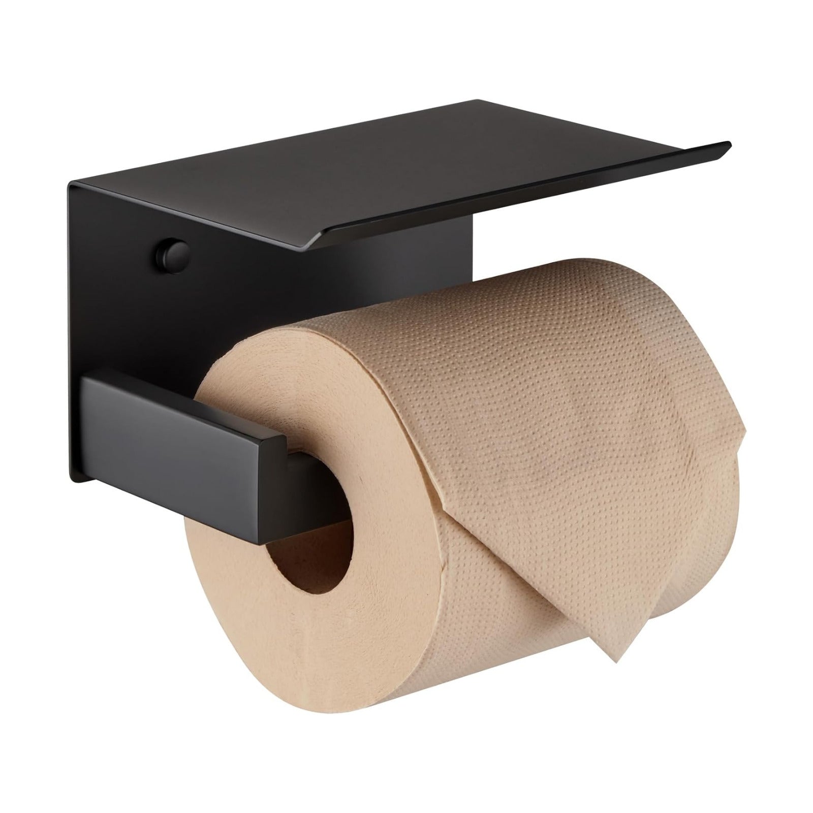 KOKOSIRI Black Toilet Paper Holders with Shelf Bathroom Toilet Paper Roll Holder SUS304 Stainless Steel Wall Mounted