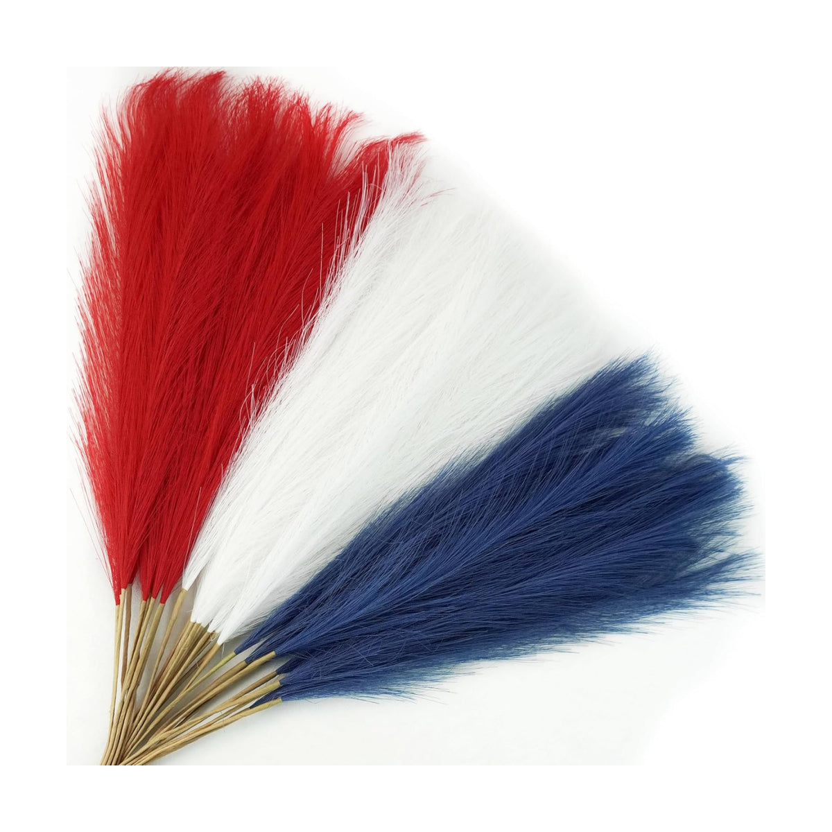Agusbagli 30pcs 4th of July Decorations Faux Pampas Grass, 21.6in Red White and Blue Artificial Pompous Grass Patriotic Fake Pampas Stems Vase Filler for Home Table Independence Day Memorial Day