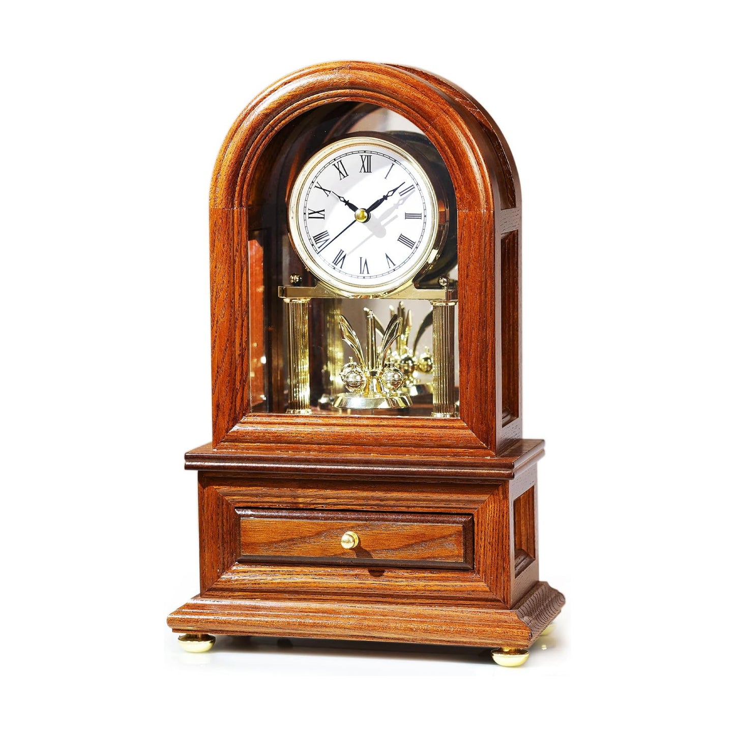 AYRELY® Wooden Table Anniversary Clock, Antique Shelf Clocks, Revolving Pendulum Mantel Clocks, Desk Grandfather Clock