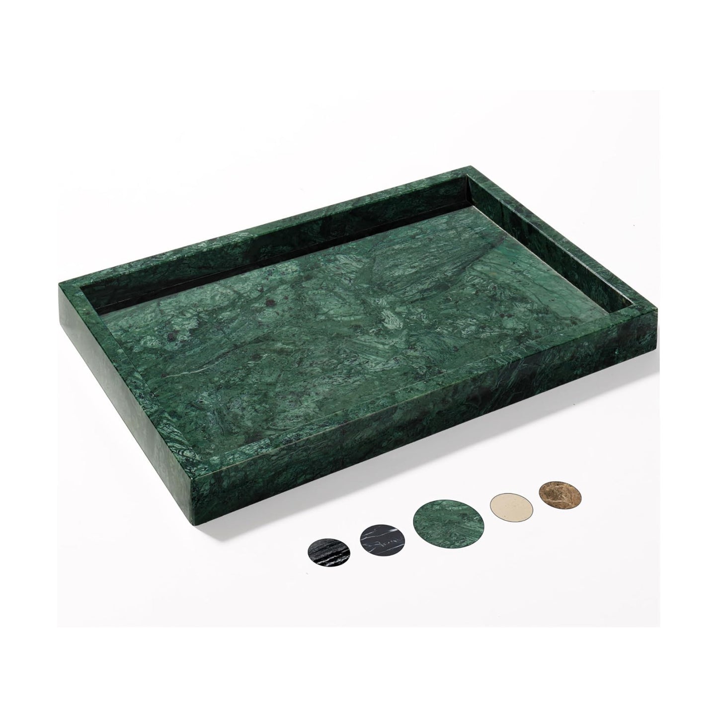 Storage Trays / Real Natural Marble Tray / 12 x 8 x 1.2 / Dark Green