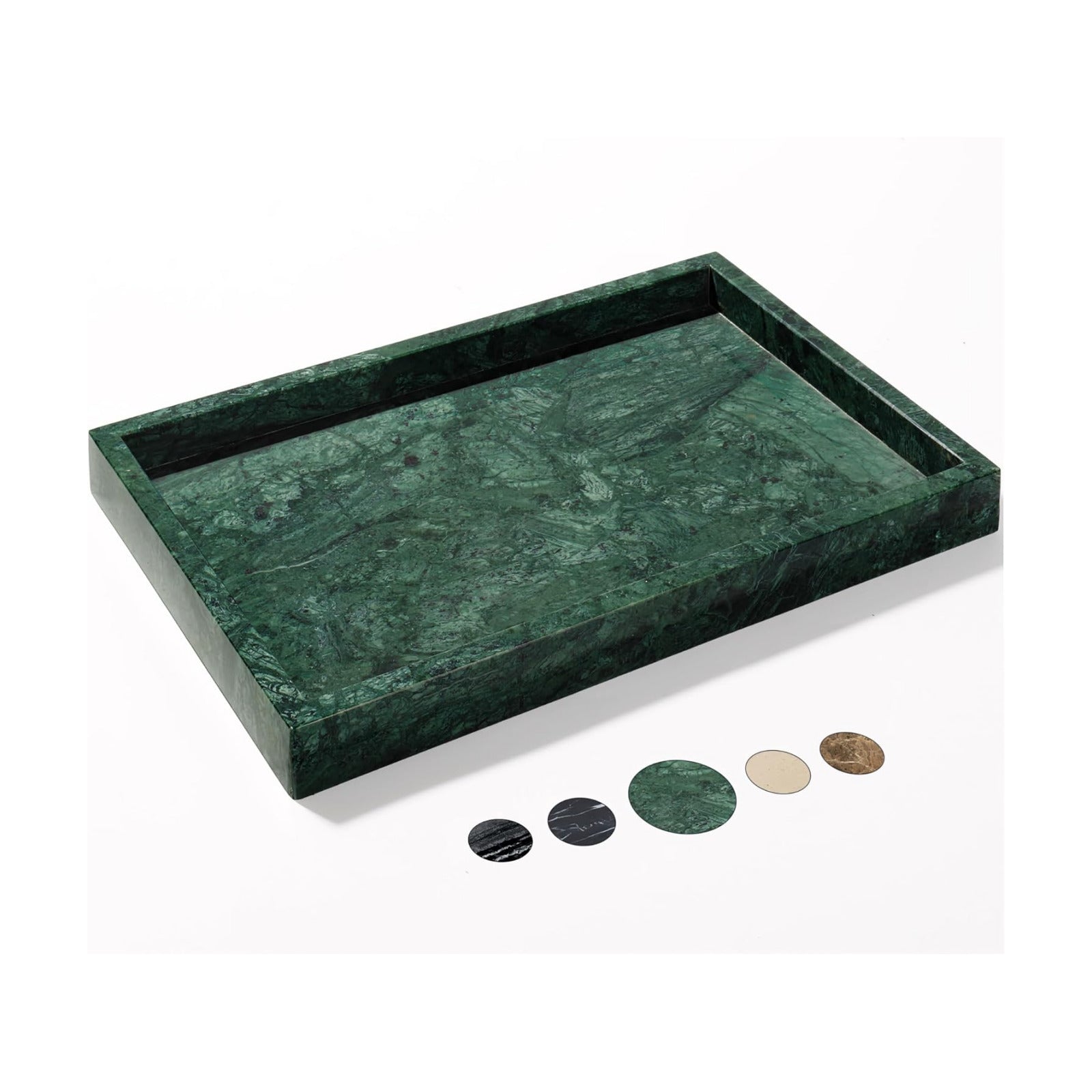 Storage Trays / Real Natural Marble Tray / 12 x 8 x 1.2 / Dark Green