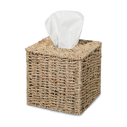 Handwoven Wicker Tissue Box Cover / Seagrass / Single / Natural