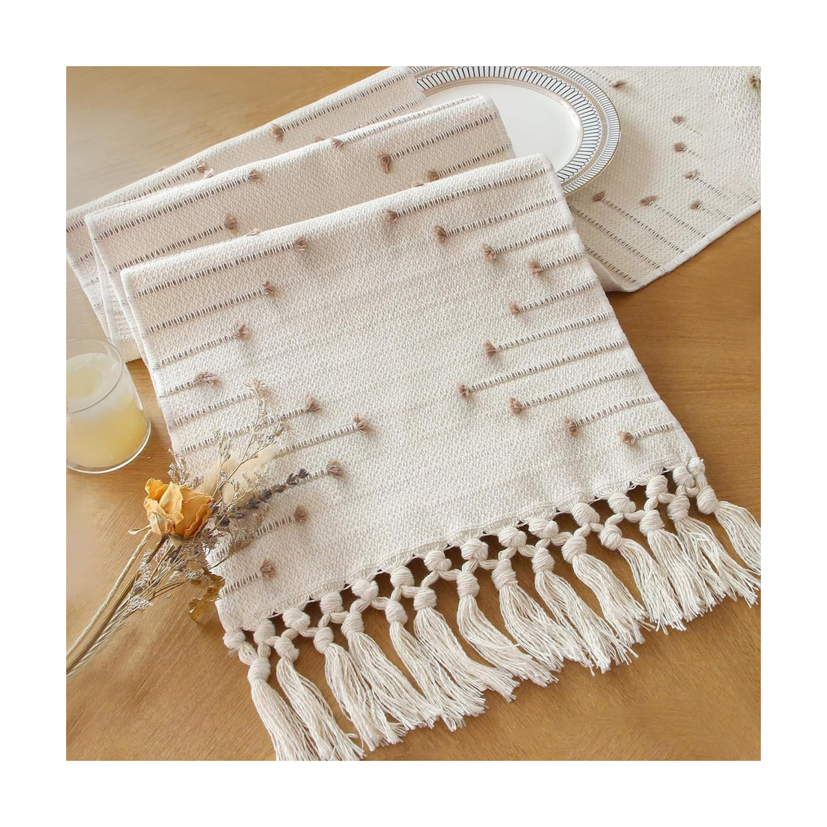 FEXIA Boho Table Runner for Home Decor 12x72 Rustic Macrame Decoration