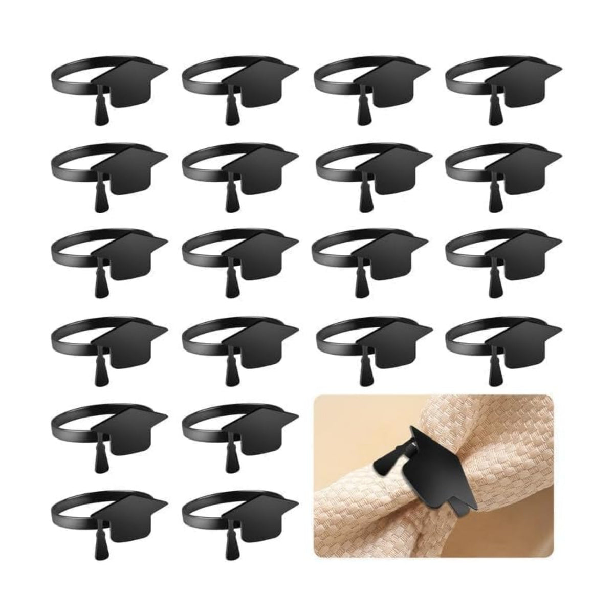 20 PCS Graduation Napkin Rings, 2026 Graduation Black Napkin Holders for Cloth Napkins Metal Napkin Holder Bulk for Graduation Party Supplies Graduation Table Decor