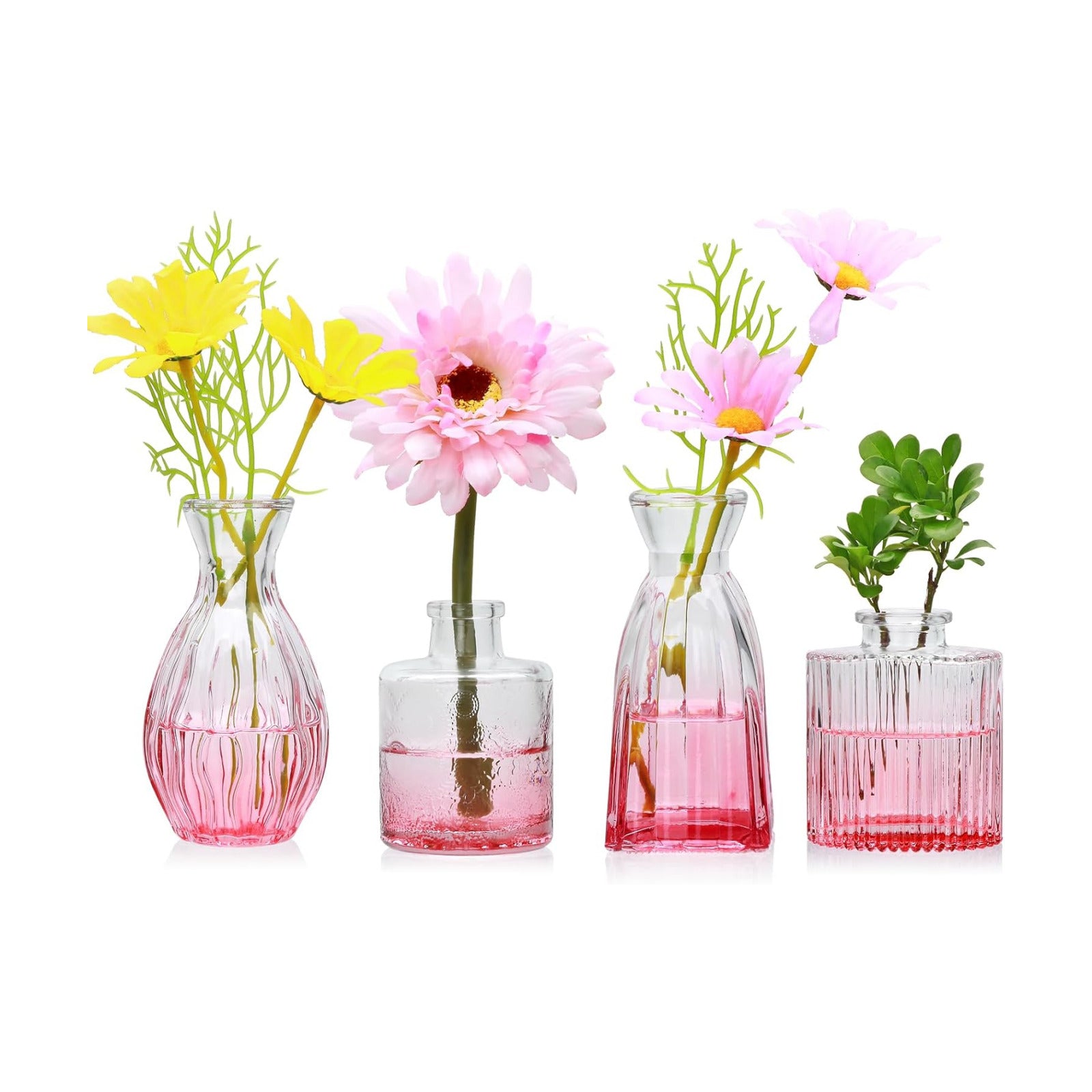 Glass Bud Vases / Pink / Set of 4