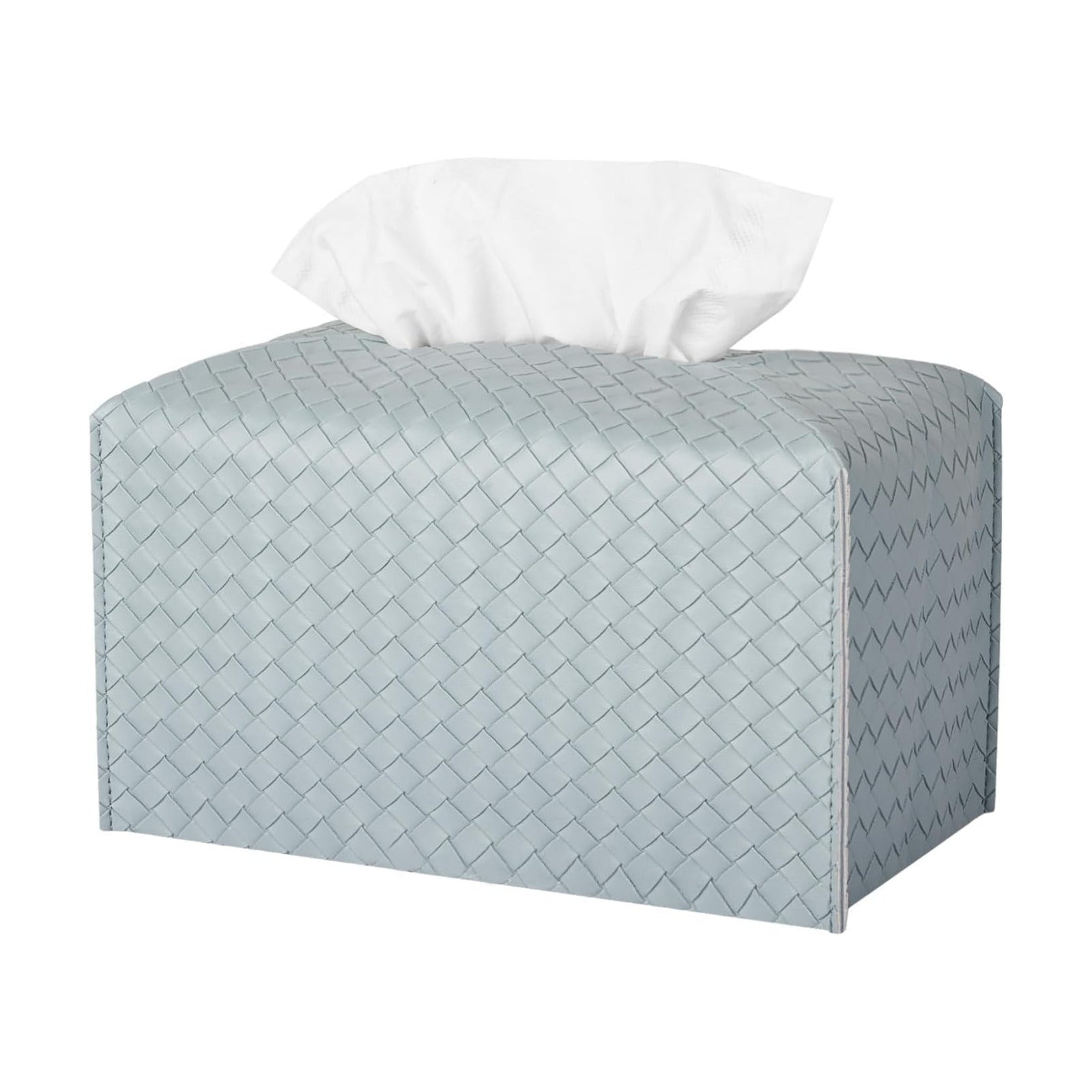 Tissue Box Cover PU Leather Tissue Holder Square Facial Tissue Case Facial / Rectangle / Powderblue