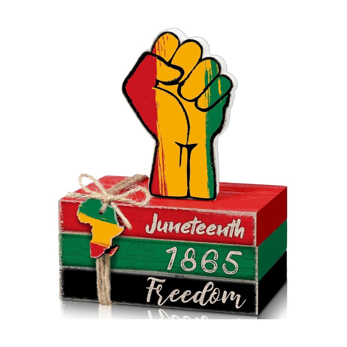 4 Pcs Juneteenth Decorations Juneteenth Tiered Tray Decoration Juneteenth Wood Signs Rustic 1865 Freedom Black American Block Decor for Farmhouse Table Home Tabletop Bookshelf Decorations