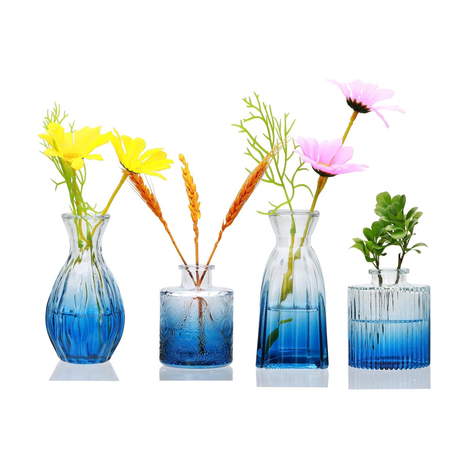 Glass Bud Vases / Deepblue / Blue / Set of 4