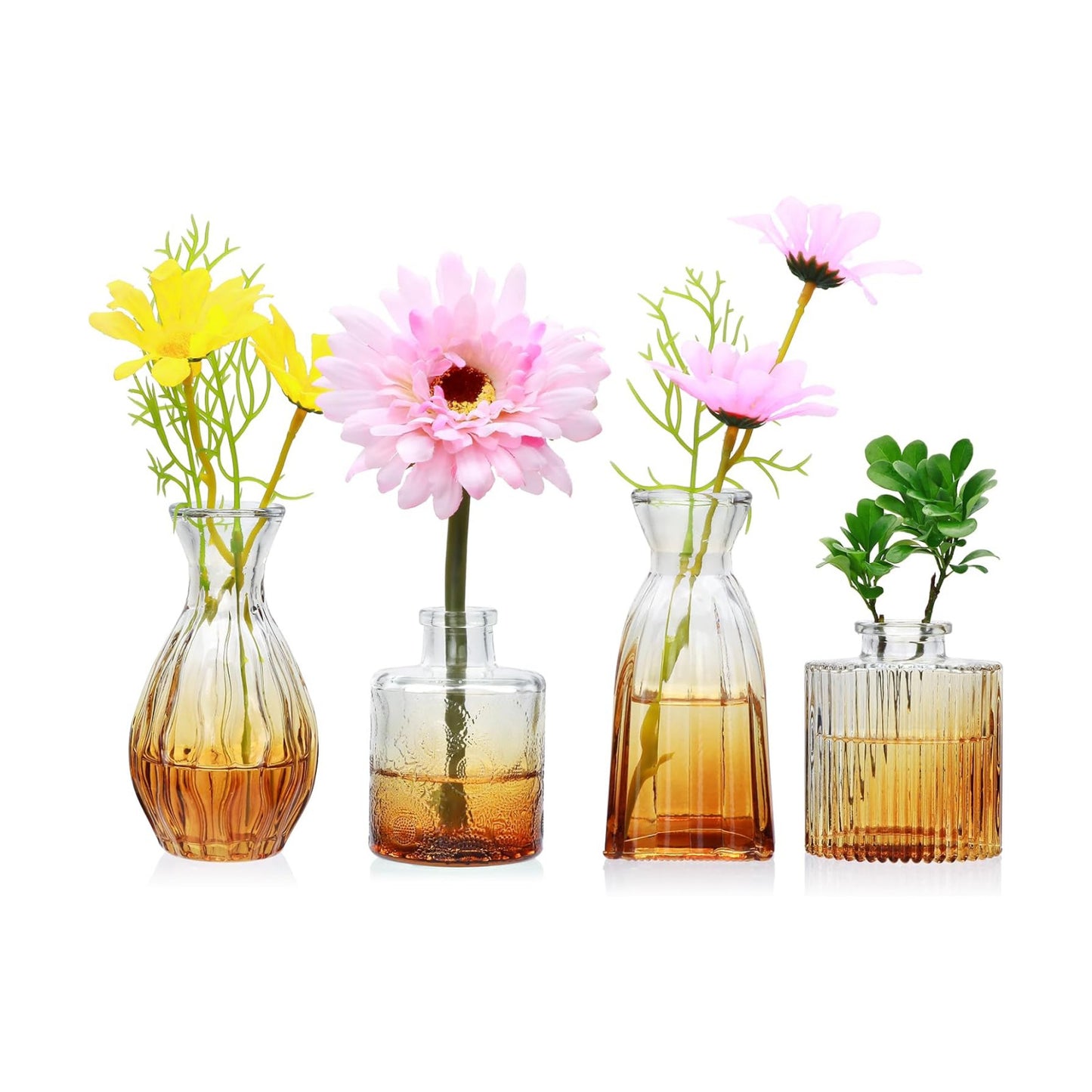 Glass Bud Vases / Brown / Set of 4
