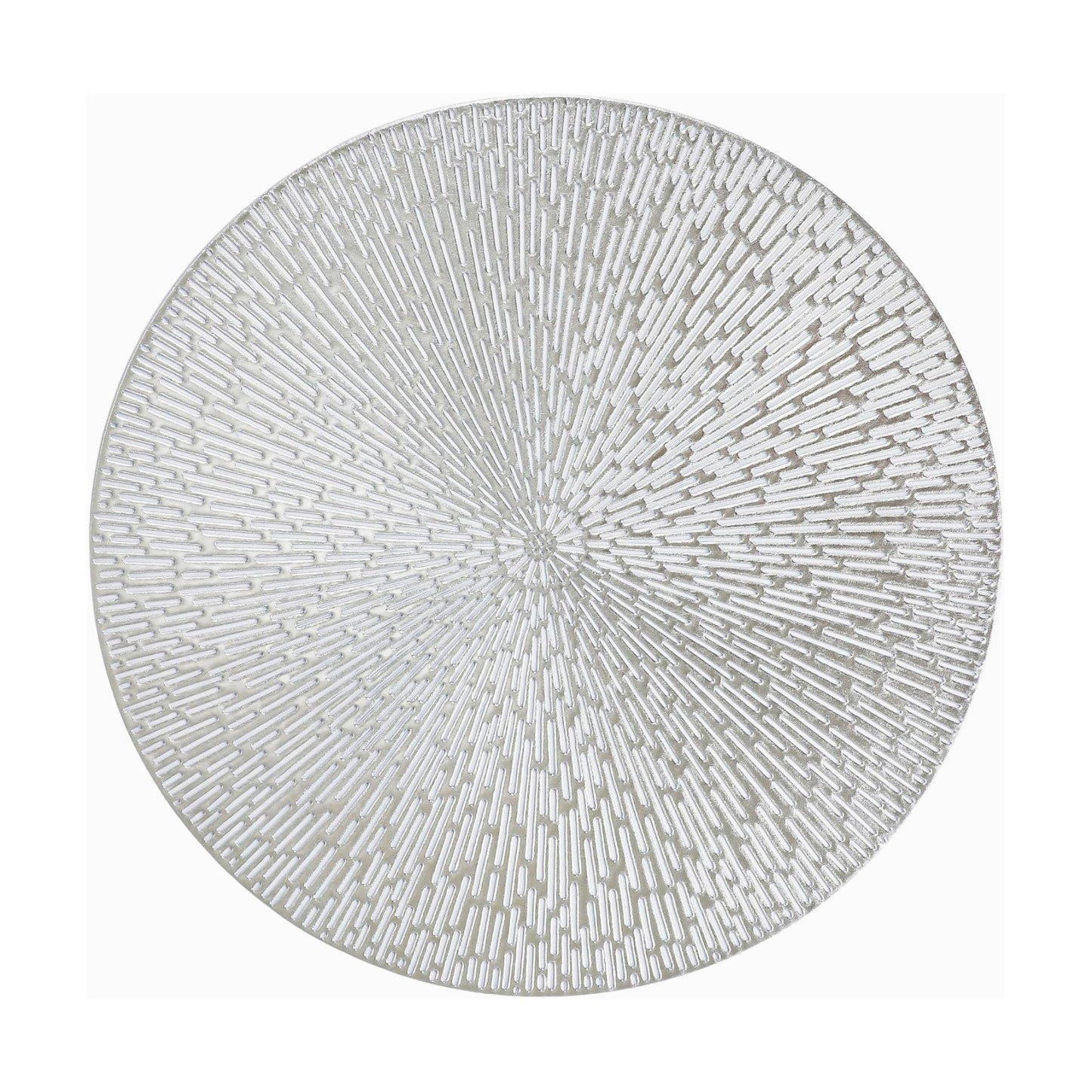 Snowkingdom Silver Placemats Set of 18, 15 Inch Round Metallic Hollow Vinyl Place Mats, Washable Wipeable Non Slip